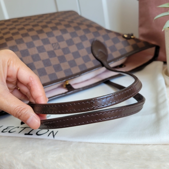 💕Louis Vuitton Neverfull MM Damier Ebene "ROSE Ballerine Interior" Tote Bag - Picture 4 of 16